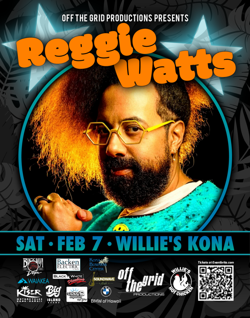 Reggie Watts performing live at Willie's Kona. February 7th 2026.